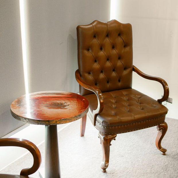 Chancellor Button-Tufted Wooden Arm Chair