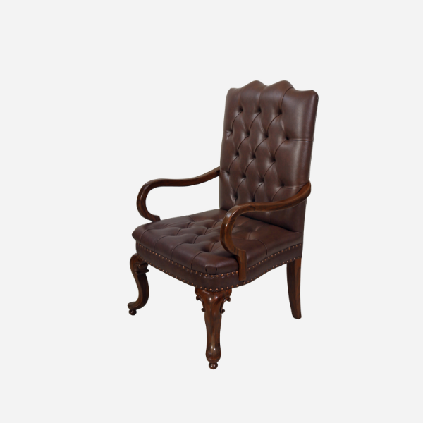 Chancellor Button-Tufted Wooden Arm Chair