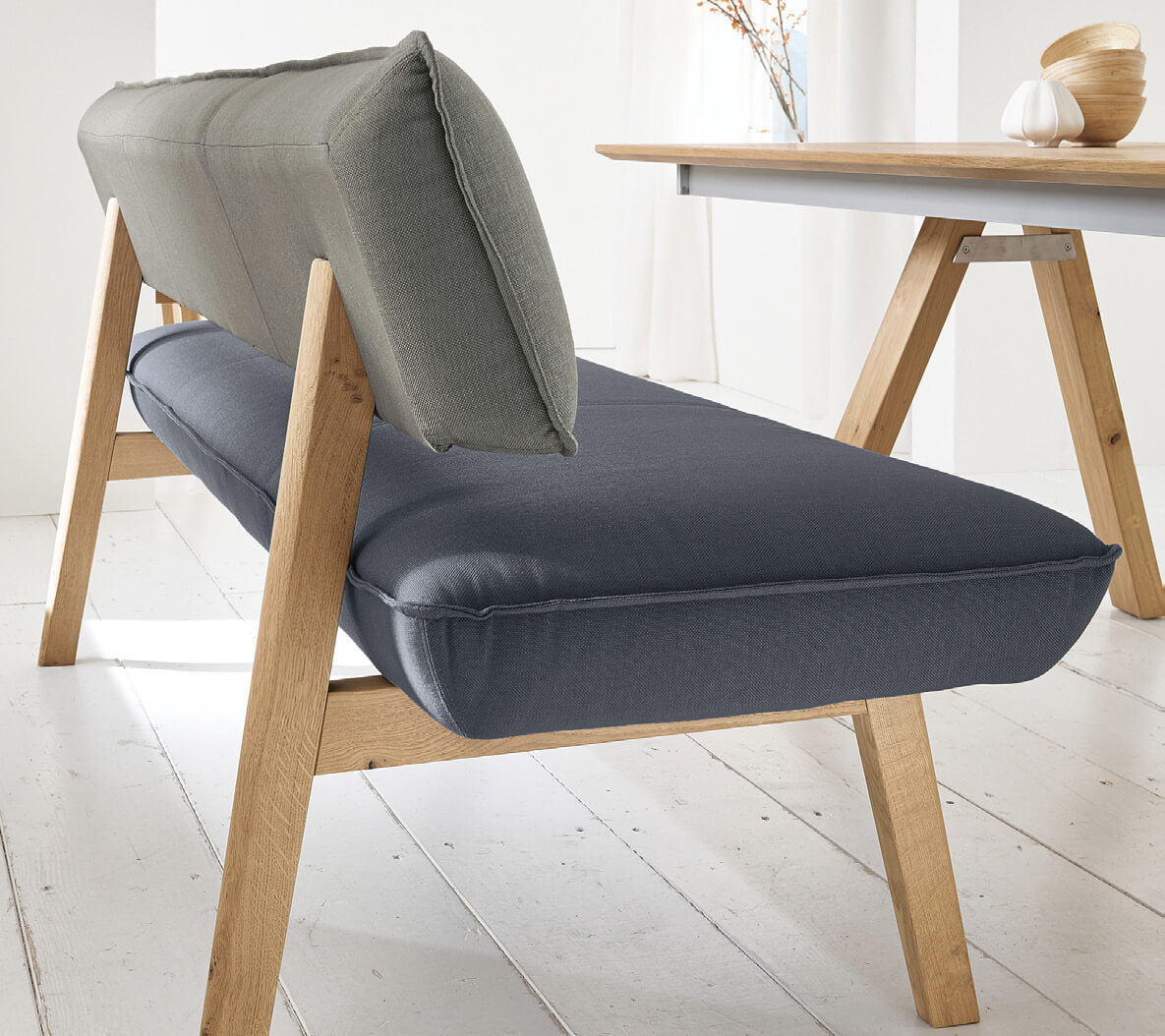 Cloud Grey Modern Banquette Bench