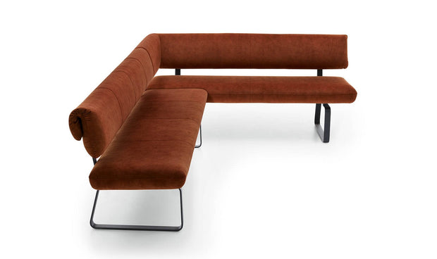 Brick Leatherette Corner Bench
