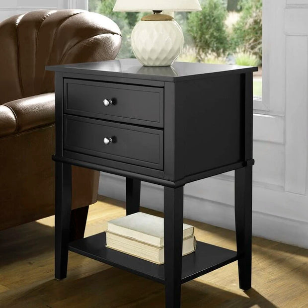 Noir Dual Drawer Nightstand